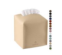 Jeethemy - Boîte à mouchoirs carrée en similicuir - 12,7 x 12,7 x 12,7 cm - Beige