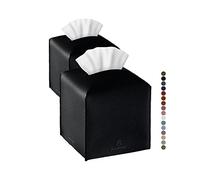 Jeethemy Housse de boîte à mouchoirs carrée en cuir synthétique - Moderne - 12,7 x 12,7 x 12,7 cm - Double noir