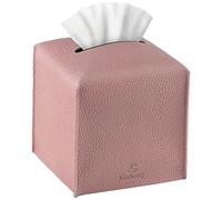 Jeethemy - Housse de boîte à mouchoirs carrée en cuir synthétique - Support de boîte à mouchoirs moderne pour le visage - 12,7 x 12,7 cm - Rose simple