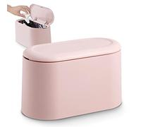 JEEZAO Petite Poubelle de Table avec Couvercle à Bouton-Poussoir pour Bureau, Salle Bain Cuisine et Chambre,Stockage pour Nourriture pour Animaux (Rose)