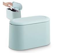 JEEZAO Petite Poubelle de Table avec Couvercle à Bouton-Poussoir pour Bureau, Salle Bain Cuisine et Chambre,Stockage pour Nourriture pour Animaux (Bleu clair)