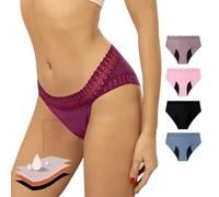 Jefais-mapart - Aura Charm Culottes Menstruelles Demi-Fesse Taille Basse en Bambou avec Dentelles, pour flux modérés- Culottes de règles Ultra absorbante et Douces, Respirantes, Pack de Sous-Vêtements