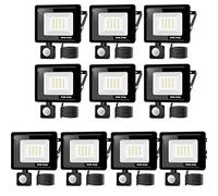 Jefedana 10PACK - 20W Projecteur LED détecteur de mouvement,Blanc Froid (6000K) 2000LM Exterieur Avec Detecteur Imperméable IP66 sécurité pour, garage, couloir XPGGY-20W