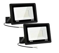 Jefedana 2 Pièces Projecteur LED Extérieur 50W, 5000LM 6000K Blanc Froid Spot Led, IP66 Étanche Eclairage Exterieur, 72 LEDs, Installation Flexible, Lampe pour Jardin Terrasse et Sécurité, Sans Prise