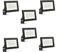 Jefedana Lot de 6 spots LED d'extérieur 100 W IP66 étanche 6000 K 10 000 lm Super lumineux pour arrière-cour, garage, couloir, jardin