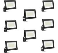 Jefedana Lot de 8 projecteurs LED extérieurs 100 W avec projecteur LED extérieur 10000 LM IP66 étanche Spot projecteur LED 3500 K Blanc froid pour maison, garage, patio, terrasse, terrain