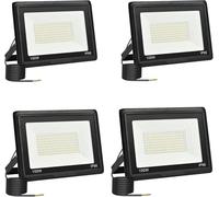 Jefedana Projecteur LED extérieur 100 W 4 pièces IP66 étanche 6000 K 10 000 lm Projecteur LED super lumineux pour arrière-cour, garage, couloir, jardin