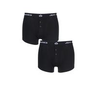 Jeff Banks Hommes 2 Paquet Plymouth Bouton Coton Boxers Noirs Taille S-5XL