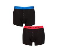 Jeff Banks Mens 2 Pack de Plymouth Bouton Coton Boxer