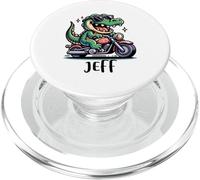Jeff Fun Alligator Motif Moto pour garçon Nom Jeff PopSockets PopGrip pour MagSafe