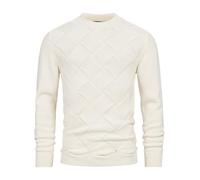 JEFF JFJulez Pull classique en tricot à col rond pour homme 100 % coton | Pull en tricot fin pour homme, Blanc cassé, XXL