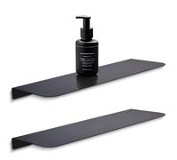 Jeffbaubl Lot de 2 étagères murales en métal noir - 40 cm - Étagère flottante - Étagère murale décorative pour mur - Étagère murale pour salon, chambre à coucher, salle de bain, bureau