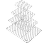 Jeffbaubl Lot de 4 grilles de refroidissement rectangulaires en acier inoxydable - Pour cuire, refroidir, rôtir, griller - Passe au lave-vaisselle - 4 tailles : 22,1 x 15,7 x 1,5 cm à 38,4 x 28,1 x