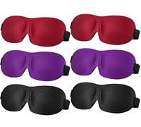 Jeffbaubl Lot de 6 masques de sommeil 3D pour dormir sur le côté, occultant, avec sangle réglable, bandeau de nuit, pour les voyages, le yoga, les siestes (noir, violet, bordeaux)