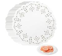 Jeffdad Lot de 150 napperons en Papier jetables de Tailles Assorties, 11,4 cm pour Aliments, napperons jetables en Papier Dentelle pour Tables, Assiettes, gâteaux, Desser