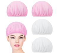 Jeffdad Lot de 4 bonnets de sommeil en maille pour femme - Pour la nuit - Bonnet de nuit pour cheveux bouclés et crépus, Blanc + rose., 15.75-37.8inch