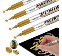 Jeffdad Lot de 4 marqueurs métalliques dorés - Marqueurs permanents - Résistants à la décoloration - Séchage rapide - Brillants - Pour écrire des cartes et des signatures