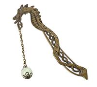 Jeffdad Marque-page lumineux en métal - Style vintage lumineux - Glow in the Dark - Cadeau - Pendentif 3D - Pour les amateurs de livres (dragon doré)