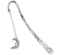 Jeffdad Marque-pages en métal avec étoiles et lune, cadeau personnalisé 3D qui brillent dans le noir, marque-pages étoiles qui brillent dans le noir pour enfants, amateurs de livres (lune d'argent)