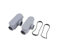Jeffergarden 2 Pièces Corps de Conduit PVC Type T Étanche Isolé | Boîte électrique de 1-1/2 Pouce, Matériau PVC, Dos Plat, Couvercle avec Joint en Mousse, Câblage Intérieur Extérieur, Gris