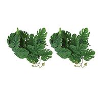 Jeffergarden 2pcs Plante Aquatique Artificielle Feuille de Tortue Simulation Vigne Décoration Aquarium Fixation Intégrée Plastique Réaliste pour Poisson Creux Arrière Plan