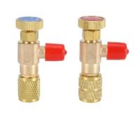 Jeffergarden 2pcs Réfrigérant Adaptateur Vanne de Outil de Climatisation Valve de Sécurité Liquide Soupape R410A R22 Réfrigérant De 1/4"Sécurité Liquide en Cuivre pour Outil à La Maison
