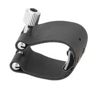 Jeffergarden Attache de Ligature de Saxophone Instruments à Vent en Laiton Noir, Ligature d'Embouchure de Saxophone en Cuir, en Cuir PU, Vis Réglable pour Embouchure de Alto Ténor