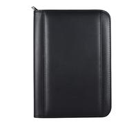 Jeffergarden Black PU Leather A5 Portfolio Binder avec Calculatrice de Documents Zippés à Fermeture D'organisation des Cartes de Visite pour les Chasseurs D'emploi