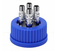 Jeffergarden Bouchon de sécurité GL45 4 Ports, Interface en Acier Inoxydable 304, Bouchon de Remplissage pour Phase Mobile Liquide de Laboratoire, Diamètre 8-10mm Grande Taille, avec