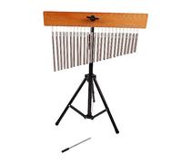 Jeffergarden Carillon à Vent à Base de Bois Stable, Carillons en Métal Fabriqués à la Main avec Barres en Alliage d'aluminium, Ensemble de 3 Pièces, Tige de Support et Bâton, pour Décoration