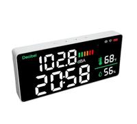Jeffergarden Décibelmètre Mural, Sonomètre ABS avec écran LED 11 Pouces, 30 à 130 DBA WiFi App, Bruit, Température, humidité, Moniteur de Temps pour Salle de Classe, Studio, Maison, Usine
