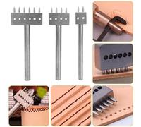 Jeffergarden Ensemble de Perforatrices pour le Cuir, Outil de Perforation d'espacement en Acier avec 3 Ciseaux à Coudre 2 4 6 Dents 4 Mm 5 Mm 6 8 pour la Gravure de Maroquinerie, Laçage de