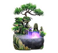 Jeffergarden Fontaine d'intérieur, Table Indoor Fountain Interieur Deco de Méditation Zen Salon Cascade Bureau Décoration lumière LED de Caractéristique de l'eau intérieur Caractéristique