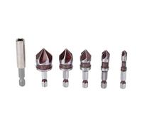 Jeffergarden Forets D'évier de Comptoir 5 Cannelures 1/4 Pouces 3/8 Pouces 1/2 5/8 3/4 Jeu de Forets à Fraise à 85 Degrés M35 Cobalt HSS Tige Hexagonale pour le Travail