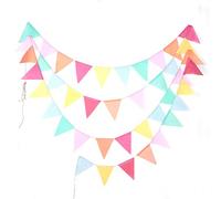 Jeffergarden Guirlande de Fanions de Mariage Florale Multicolore, Décoration Lavable et Réutilisable en Lin et Coton pour Fête, Vacances, Célébration, Danse, Mariage, 9,84 Pieds, 12 Pièces, 16,4 (10