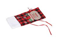 Jeffergarden Housse de Bouteille de Vin 36x16cm, Sac de Pull de Boisson en Velours, Conception de Grille Durable pour la Décoration de Fête de Noël de Bar à Domicile (Carreaux rouges et noirs)