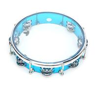 Jeffergarden Instrument de Jingles à Main de Tambourin Réglable à Double Rangée de 10 Pouces avec Percussion de Cloche pour le karaoké de Représentation de Fête (BLUE)