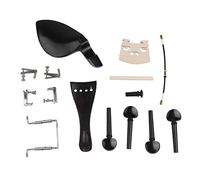 Jeffergarden Kit d'accessoires pour Violon 15 Pièces Ensemble d'entretien de Réparation de Violon en ébène avec Cordier Cheville 'accordage Mentonnière Bouton 'extrémité de Corde de Queue Vis de