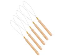 Jeffergarden Kit D'aiguilles de Boucle D'extension de Cheveux, 5 Pièces, Poignée en Hêtre Antidérapante, Aiguille de Crochet de Traction avec Broche en Métal Flexible, pour Touffetage et