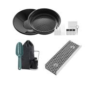 Jeffergarden Kit de Panoramique d'or de 12 Pouces, Boîte D'écluse de Prospection Portable en Alliage D'aluminium, Kit de Poêle et de Tamis de Prospection avec Sac à Dos à Cordon et Plus
