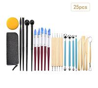 Jeffergarden Kit D'Outils en Argile Polymère 25 Pièces, Outils de Pointage à Double extrémité, Outils de Stylet à Bille, Stylos à Pointe en Caoutchouc, Stylet en Plastique, Rangement