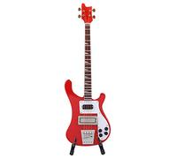 Jeffergarden Modèle de Guitare Basse Miniature, Instrument de Musique Miniature Rouge avec Support et étui en Bois pour Enfants Amis Musiciens de Noël
