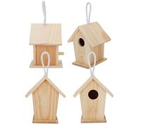 Jeffergarden Nichoir à Oiseaux en Bois, Cage de Nidification Durable pour Petits Oiseaux, 4 Mini Plans Suspendus pour Jardins et Balcons
