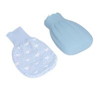 Jeffergarden Petit Sac d'eau Tiède, Bouteille d'eau Chaude en Silicone Compresser Froide avec Couvercle en Tricot pour la Maison pour le Bureau (BLUE)
