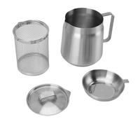 Jeffergarden Pot de Filtre à Huile, Récipient d'Huile de Cuisson en Acier Inoxydable 304 avec Passoire et Panier à Frites pour la Cuisine et le Camping (2L)