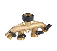 Jeffergarden Répartiteur de Tuyau à 4 Voies en Laiton, Connecteur de Robinet de Tuyau Durable, Séparateur à 4 Voies pour Une Irrigation Efficace du Jardin, Connecteur Standard de 3/ Pouces pour (Fil
