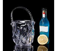 Jeffergarden Seau à Glace, Seau à Vin en Acrylique avec Poignée, Récipient à Glace Transparent pour Bar, KTV et Usage Familial (seau à glace en diamant transparent)