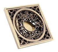 Jeffergarden Siphon de Sol en Laiton, Haute capacité de Drainage, Conception Antibactérienne, Crépine Carrée de 10 Cm pour Cuisines et Salles de Bains (Fuzhu (Siphon de Sol pour Machine à Laver))