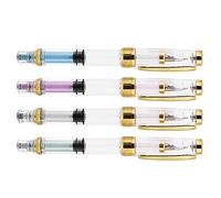 Jeffergarden Stylo Plume à Remplissage à Piston, Pointe Fine Dorée, Transparent, Couleurs Assorties, Lot de 4 Stylos Plume en Acier Inoxydable pour Noël avec une Excellente Expérience d'écriture,