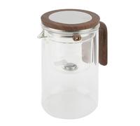 Jeffergarden Thé à thé en Verre, Théière Versée Exactement 800 Ml de Poignée en Bois pour le Bureau